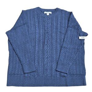 NWT Women's Soft Fisherman Cable Long Sleeve Crewneck Sweater 3XL